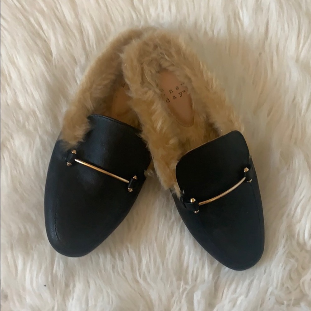 A NEW DAY Fur slip on mules